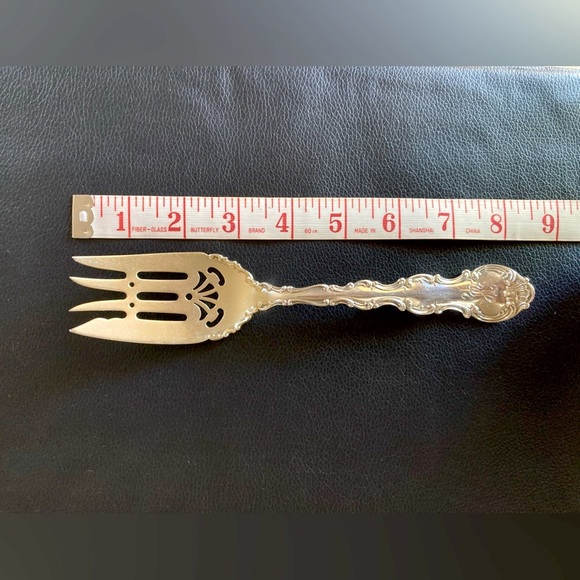 Rare Shreve & Co. Sterling Silver Serving Fork Strasbourg Lion-Ancr-G,1897, Mono - Picture 2 of 11